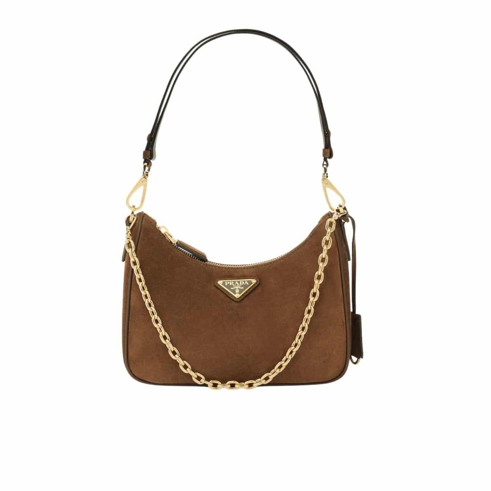 Prada Re Edition Mini Suede Shoulder Bag Brown 28Cm view 2