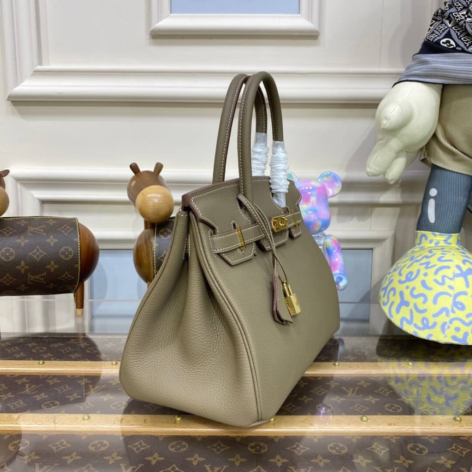 Hermes Birkin 30 Bag Etoupe Gold Hardware Togo Leather view 5
