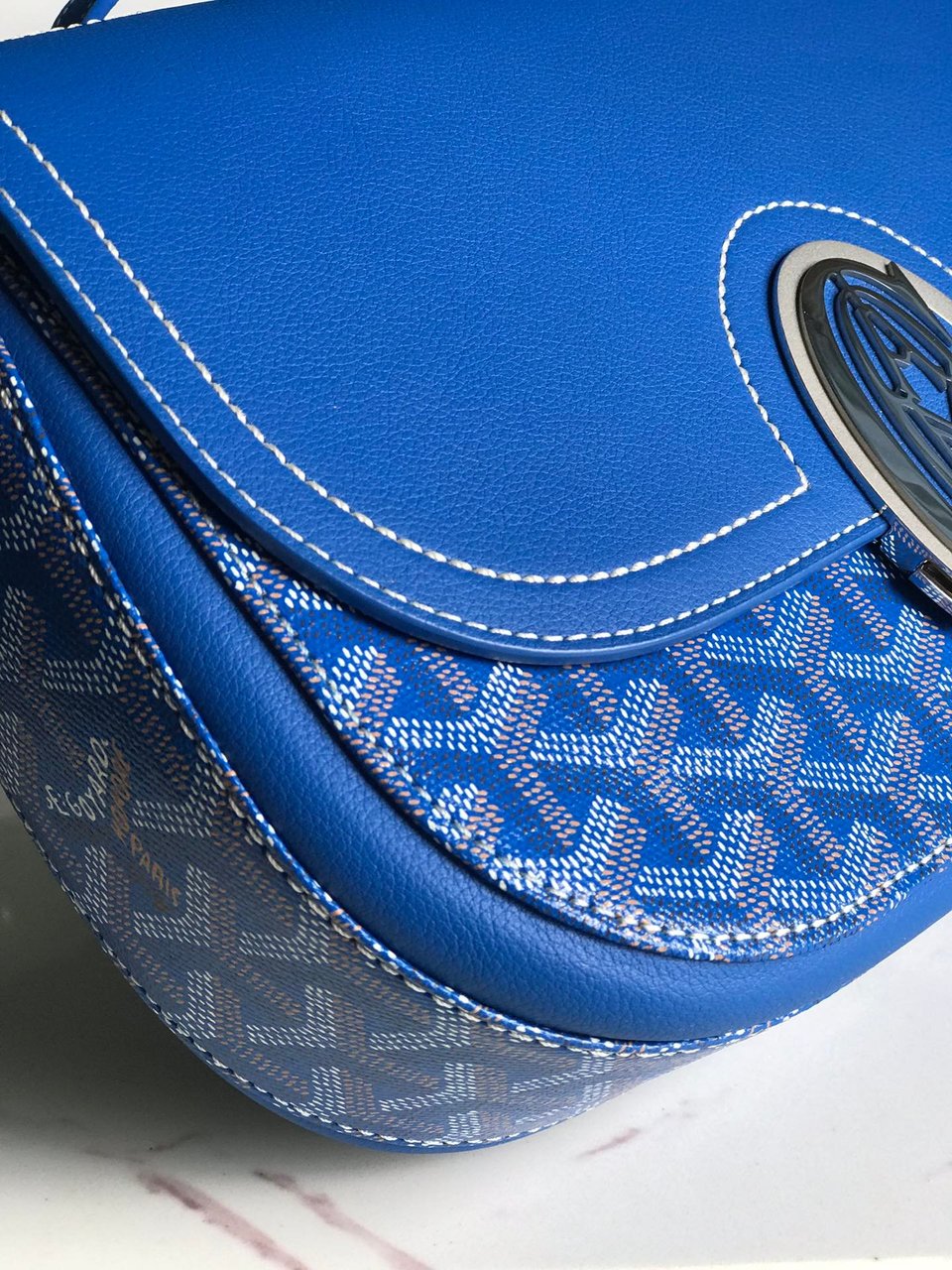 Goyard 233 Bag 25 Cm Sapphire Blue Calfskin And Goyardine Canvas 25cm view 8