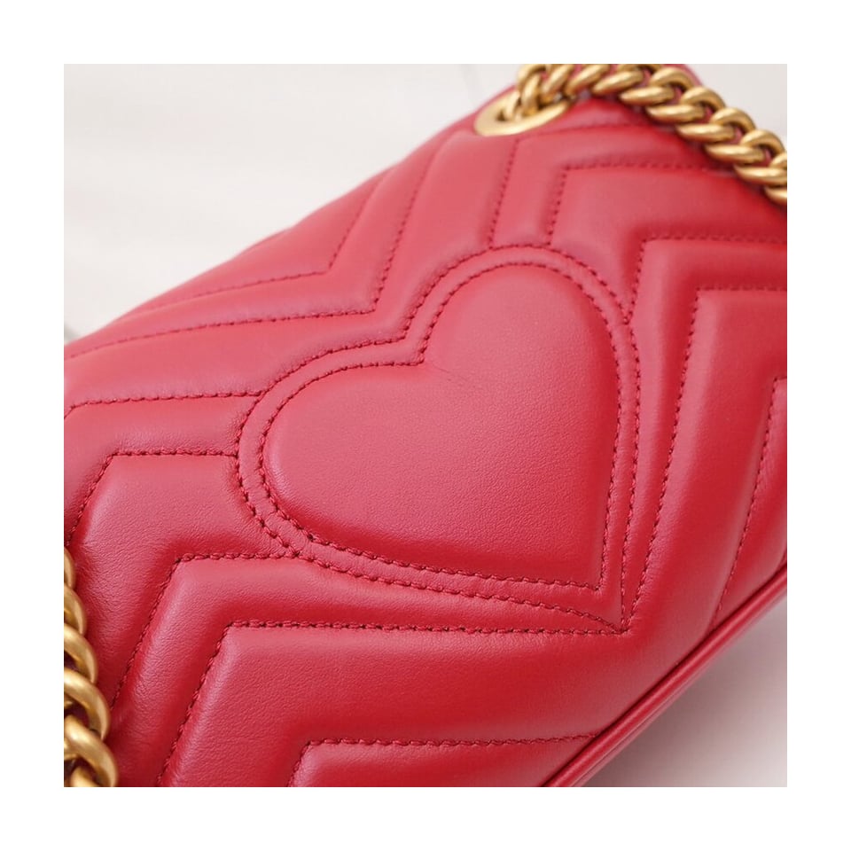 Gucci GG Marmont Matelasse Chevron Leather Mini Bag Red view 8