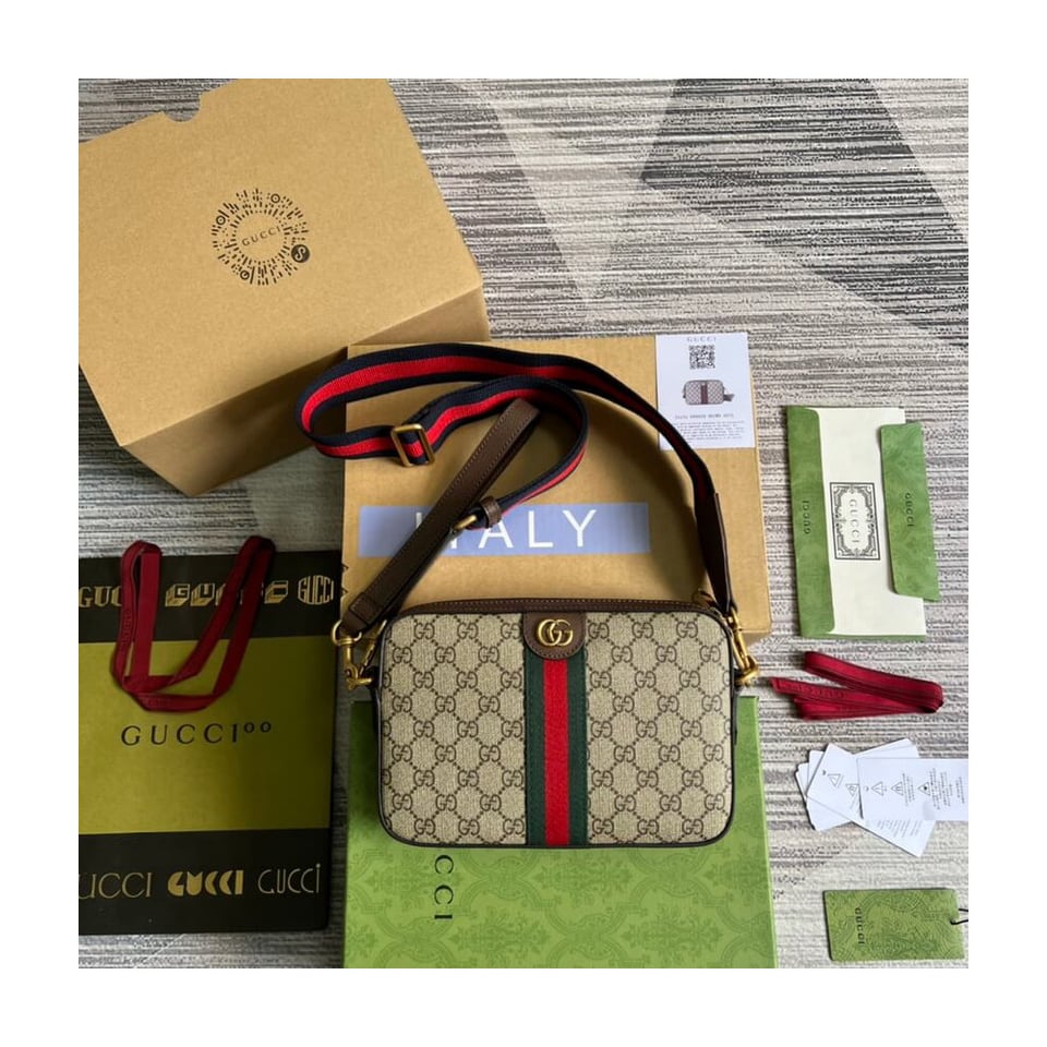 Gucci Ophidia GG Supreme Shoulder Bag Beige/Ebony 24cm/9.4in view 7