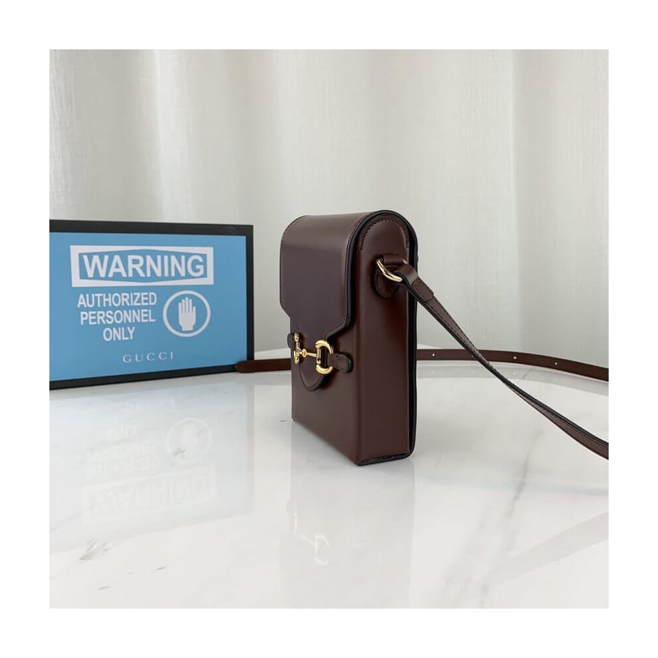 Gucci Horsebit 1955 Mini Bag in Brown Leather view 5