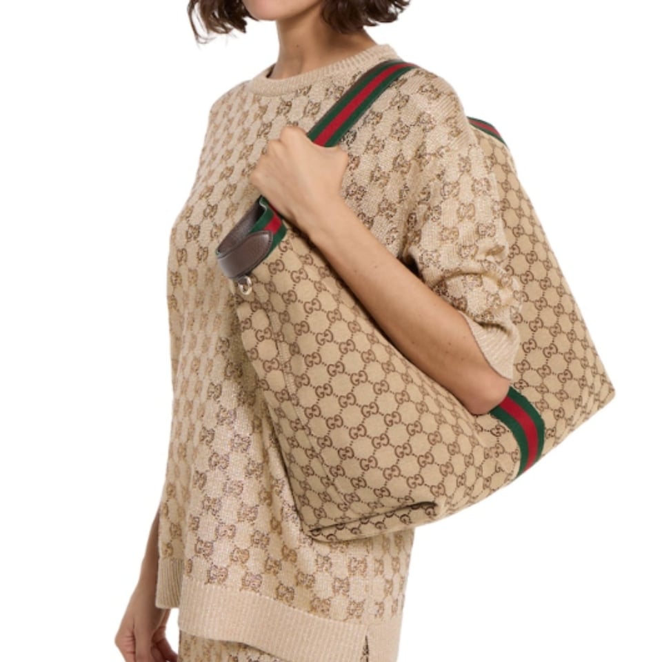 Gucci Giglio Large Tote Bag 54cm/21.3in Beige And Brown 853971 view 2