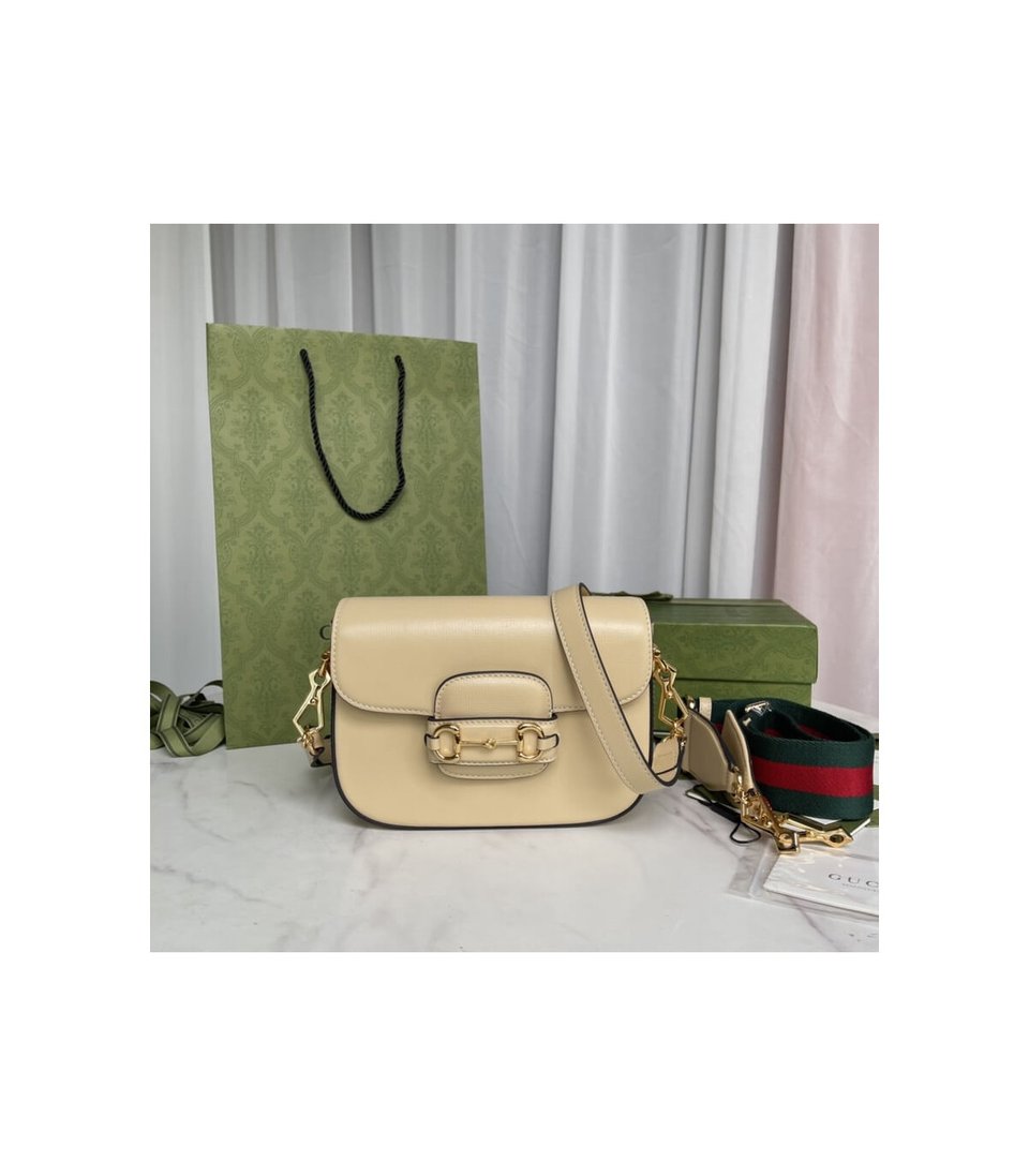 Gucci Horsebit 1955 Mini Bag in Beige Leather view 6