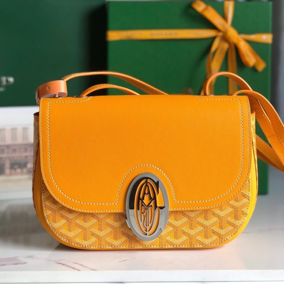 Goyard 233 Bag 25 Cm Yellow Calfskin And Goyardine Canvas view 3