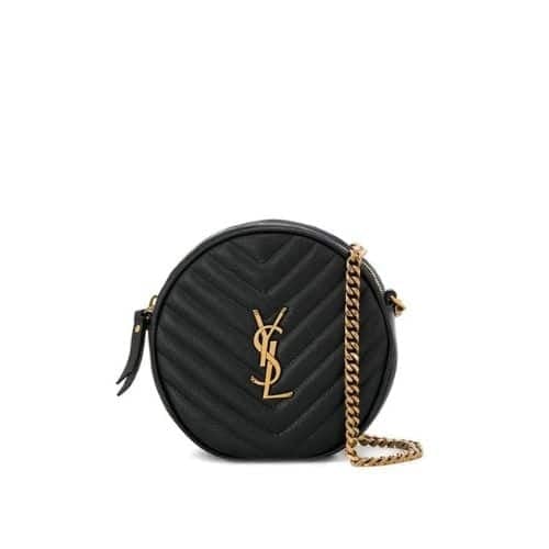 Saint Laurent Vinyle Round Camera Bag In Chevron Quilted Grain De Poudre Embossed Leather 18Cm view 2
