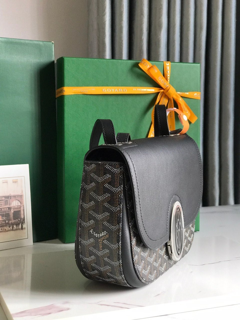 Goyard 233 Bag 25 Cm Black Calfskin And Goyardine Canvas view 7