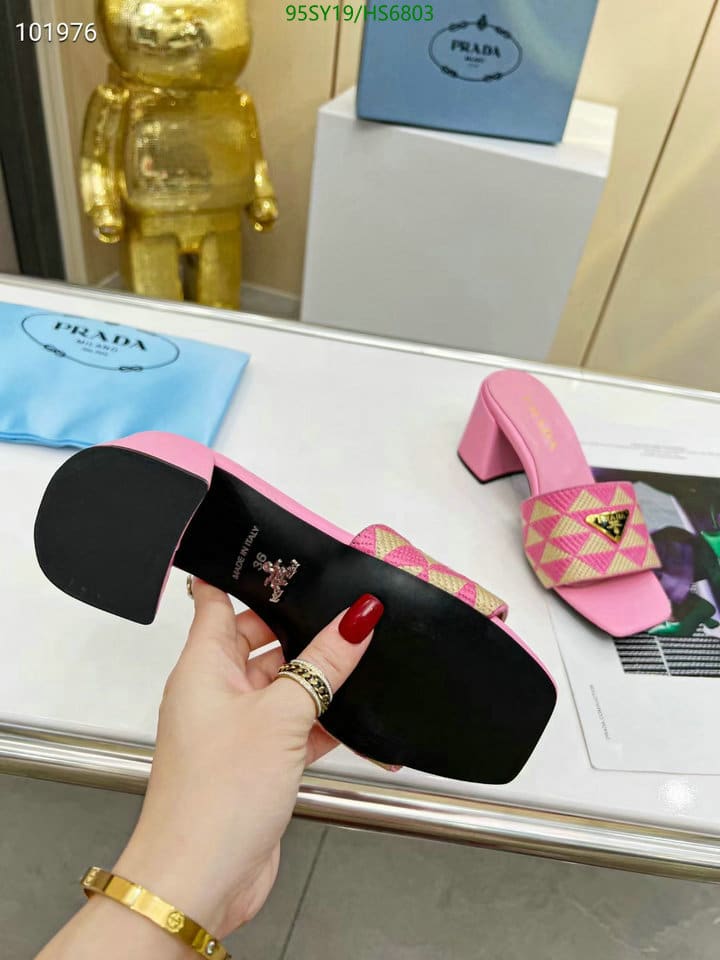Prada Triangolo Jacquard Mules Pink view 8