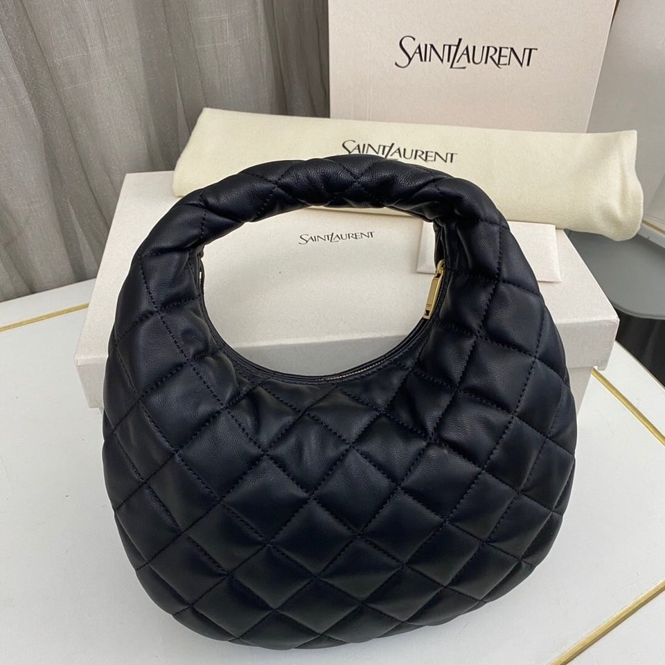 Saint Laurent Icarino Icare Mini Black Lambskin Hobo Bag 22cm/8.7 in view 6