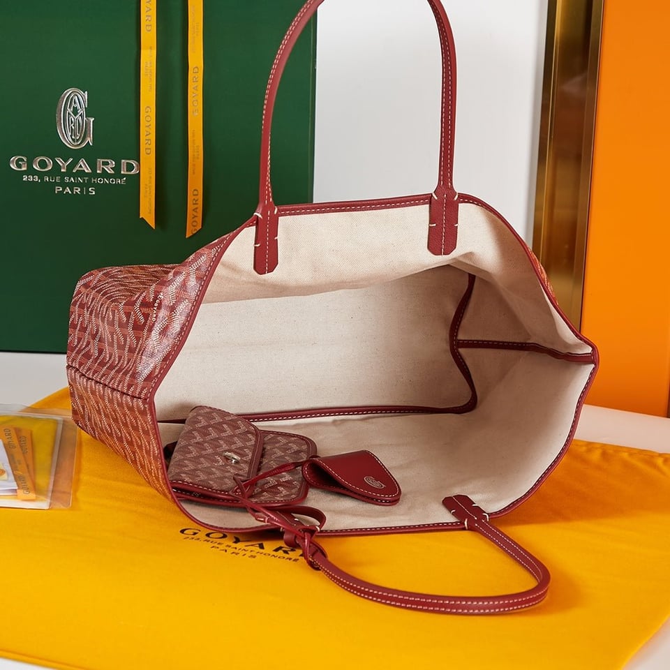 Goyard Saint Louis Pm 34Cm Dark Red Canvas Chevroches Calfskin view 6