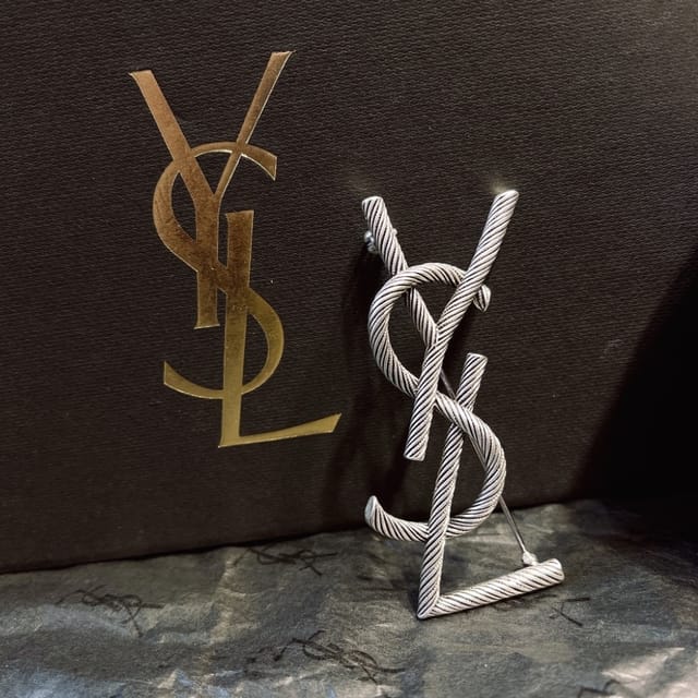 Saint Laurent Ysl Brooch Silver