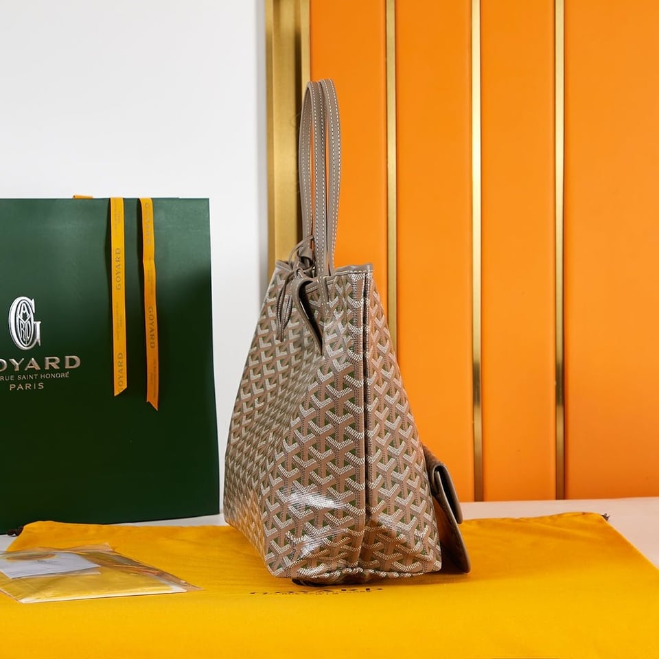 Goyard Saint Louis Pm 34Cm Brown Khaki Canvas Chevroches Calfskin view 3