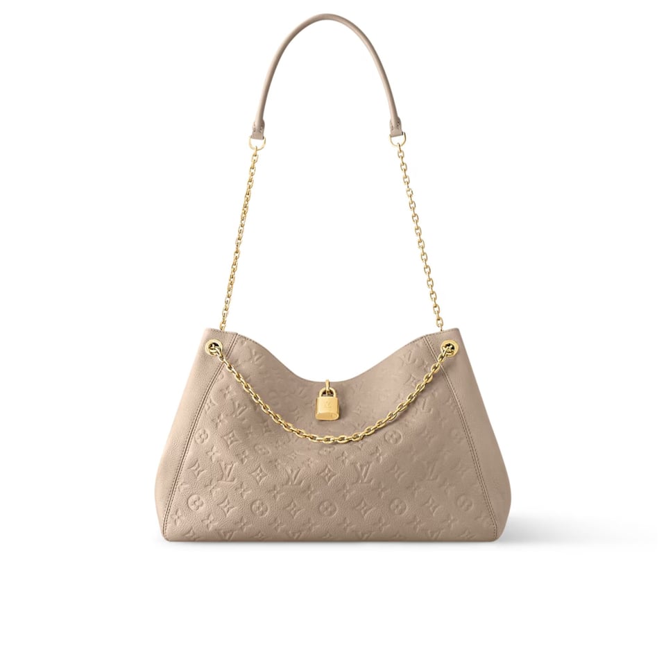 Louis Vuitton LV Anytime MM Monogram Empreinte Bag Tourterelle Gray M14658 42cm/ 16.5in view 2