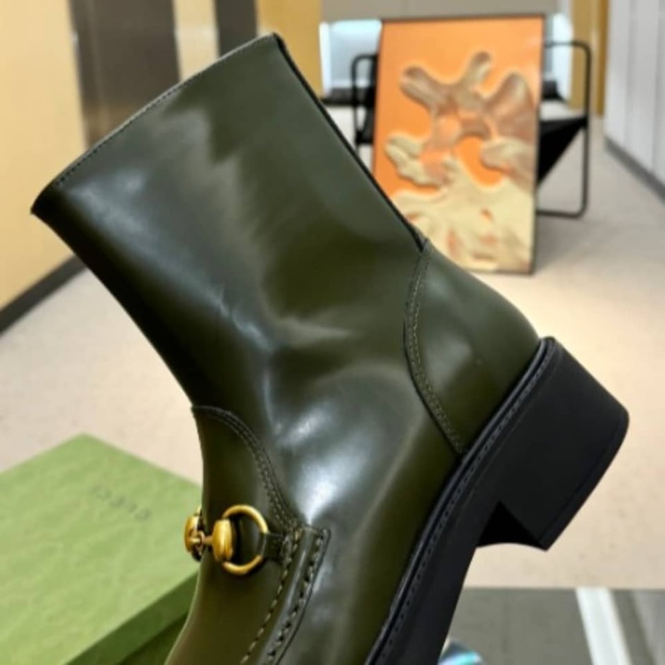 Gucci Women’S Horsebit Boot Dark Green view 4