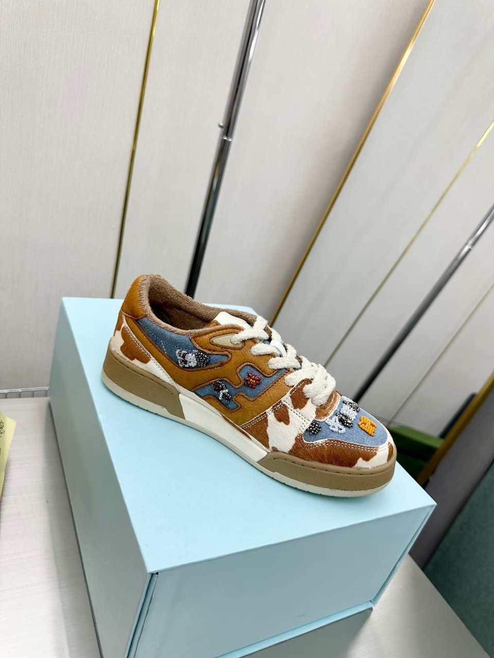 Fendi Match Suede Low Tops Brown And Blue view 4