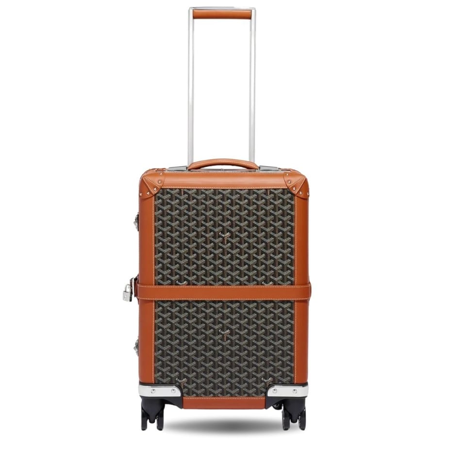 Goyard 50cm Goyardine Canvas &amp; Clamecy Cowhide Bourget PM Trolley Case Black &amp; Tan view 2