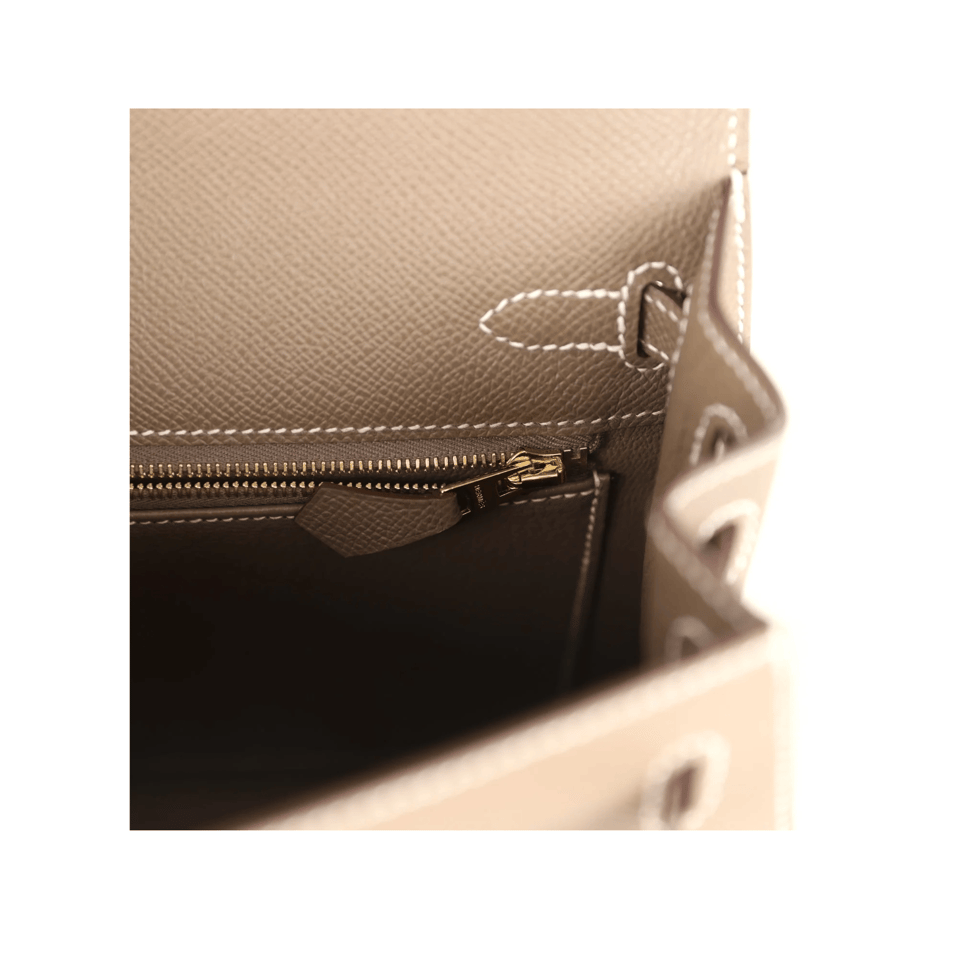 Hermes Kelly 25 Bag In Golden Etoupe Epsom Leather For Women 25cm/10in view 5