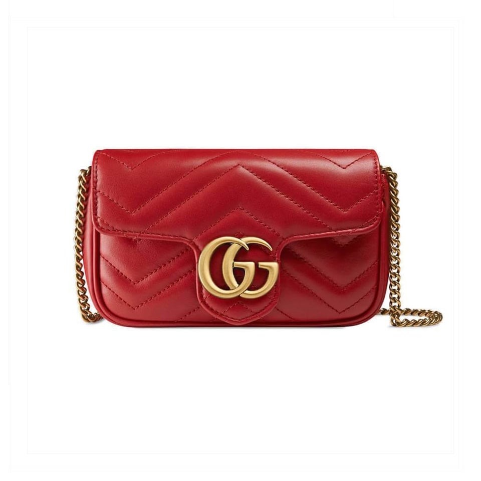 Gucci GG Marmont Matelasse Chevron Leather Super Mini Bag Red view 2
