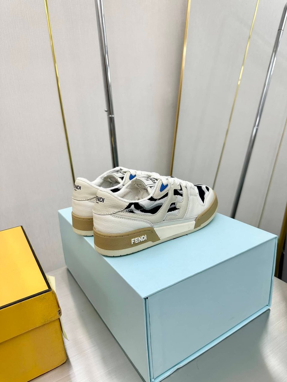 Fendi Match Leather Low Tops White And Black view 7