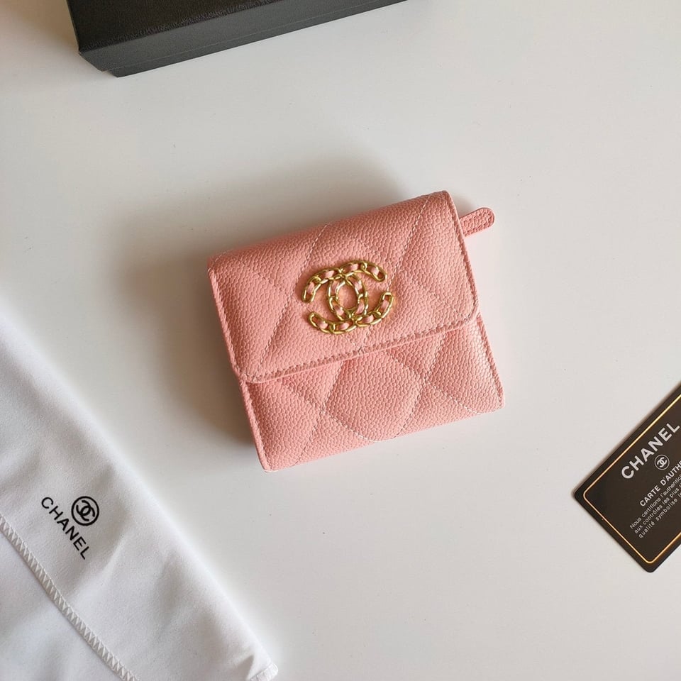 Chanel Square Purse 12 Peach Grained Calfskin Gold Icon view 2