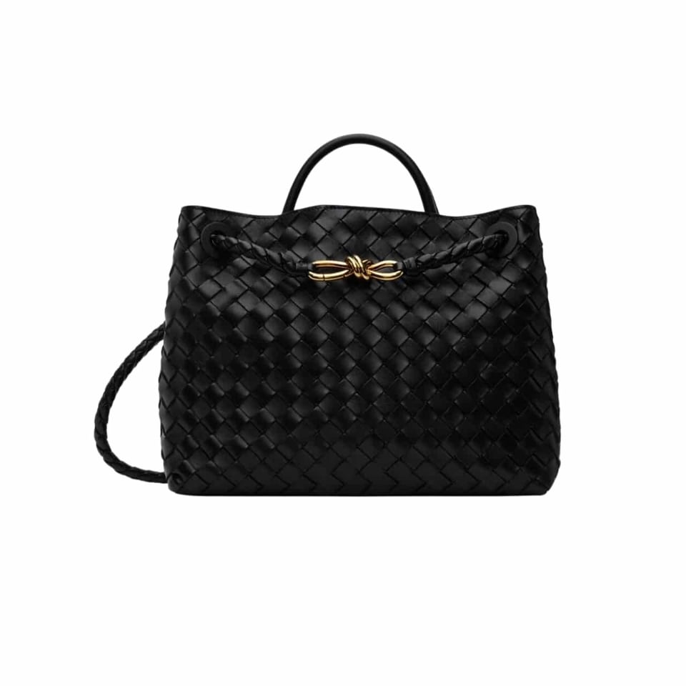 Bottega Veneta Andiamo Leather Top Handle Bag Black 25Cm view 2