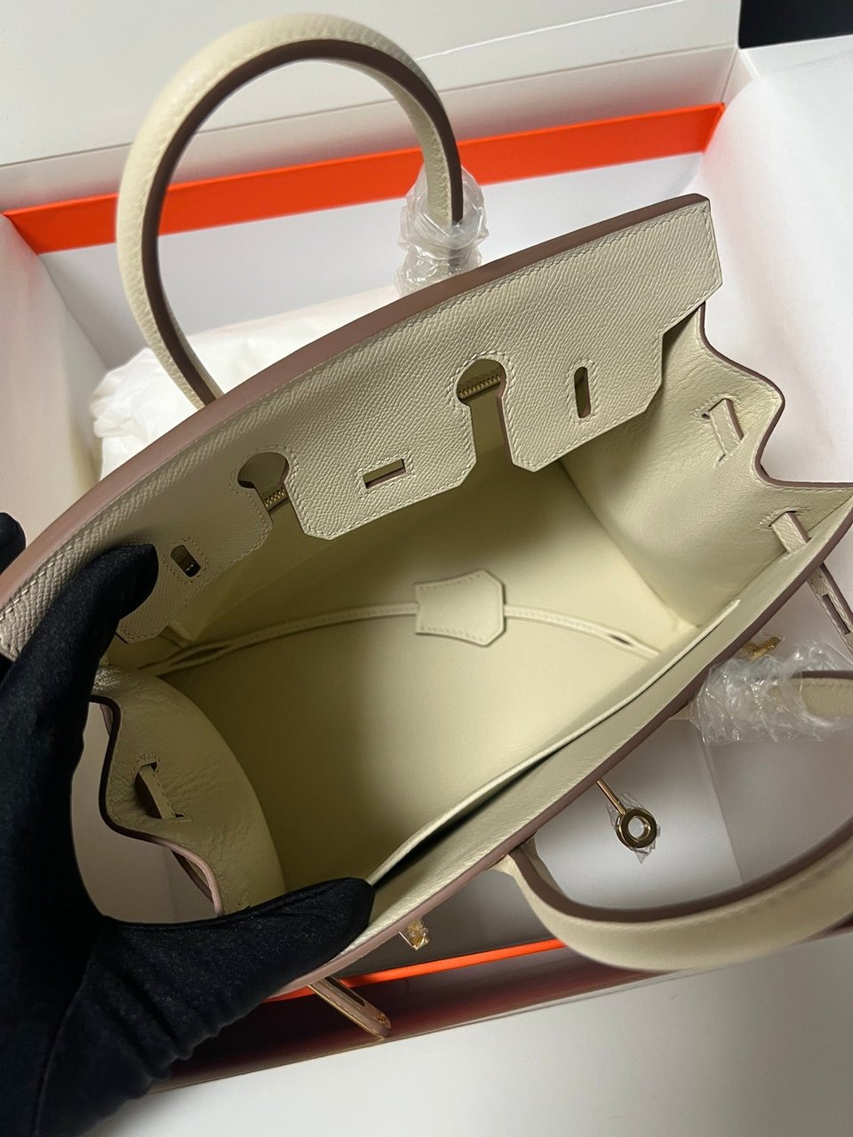 Hermes Birkin Sellier Cream Epsom Leather Gold Hardware view 7