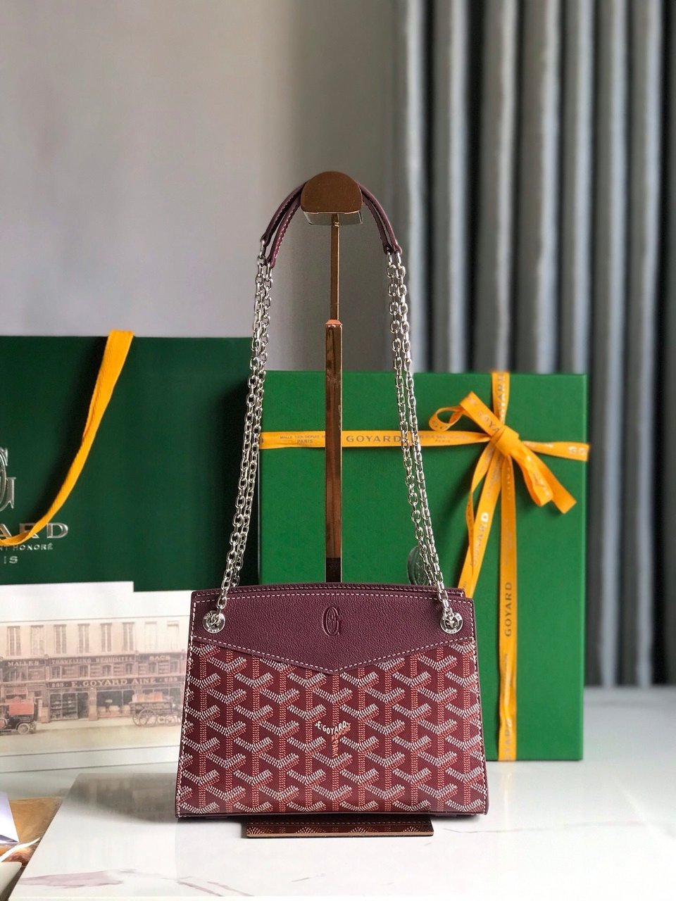 Goyard Rouette Structuré Mini Bag 21cm Wine Red Goyardine Canvas And Calfskin view 10