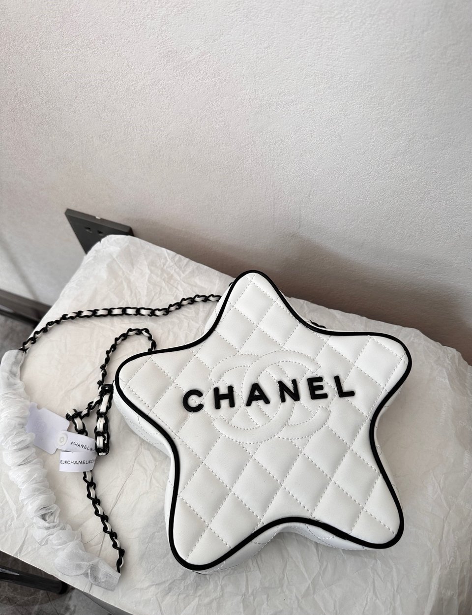 Chanel Star Hand Bag Black Metal White 22Cm/8.7in view 3