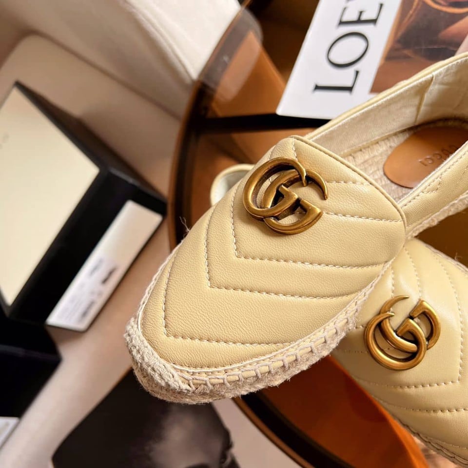 Gucci Leather Espadrille With Double G Beige view 4