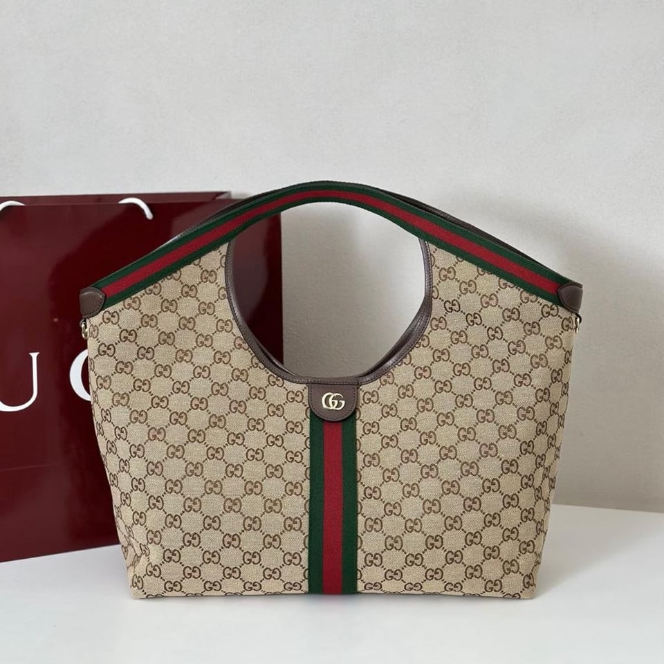 Gucci Giglio Large Tote Bag 54cm/21.3in Beige And Brown 853971 view 3