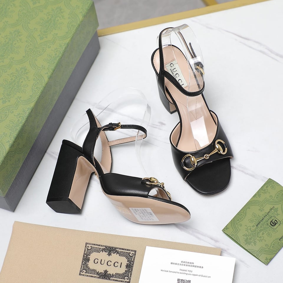 Gucci Women’S Horsebit High Heel Sandal Black view 6