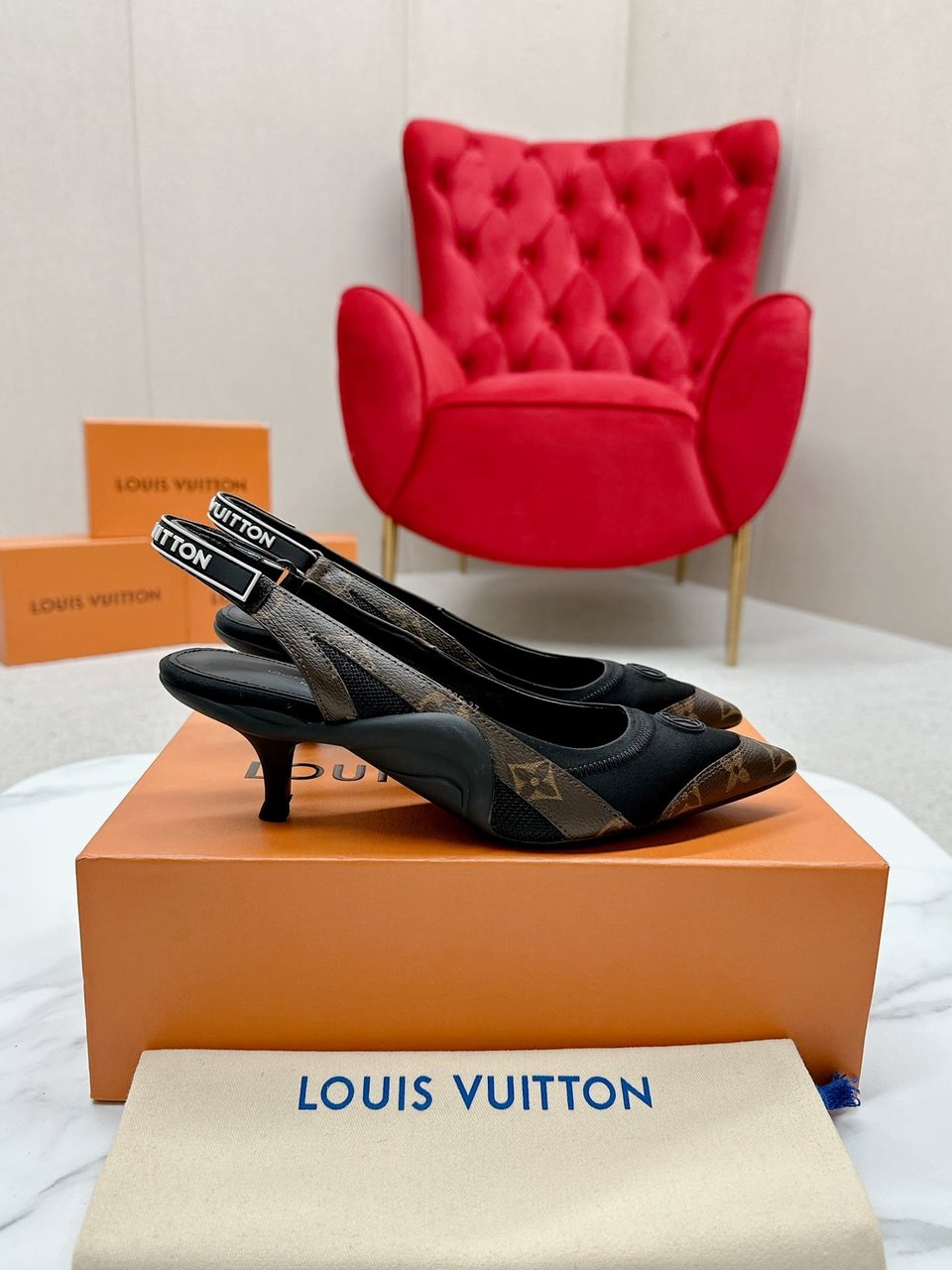 Louis Vuitton Archlight Slingback Pump Black And Brown 1Aadgj view 7