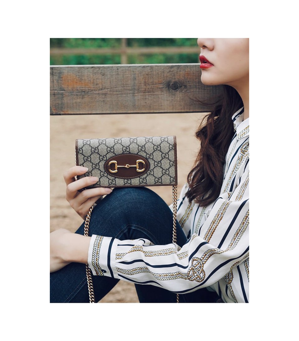Gucci 1955 Horsebit Wallet With Chain Brown 19cm view 6