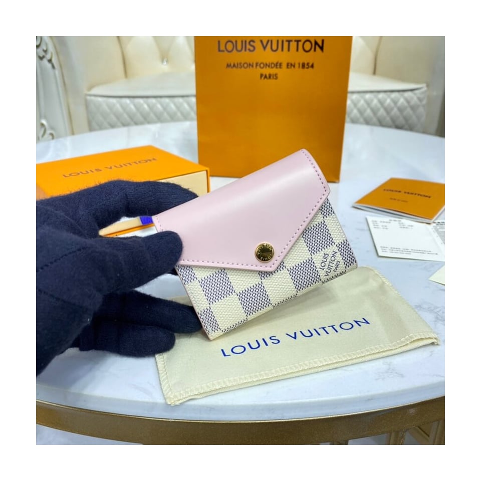 Louis Vuitton Damier Azur Zoe Wallet Pink view 3