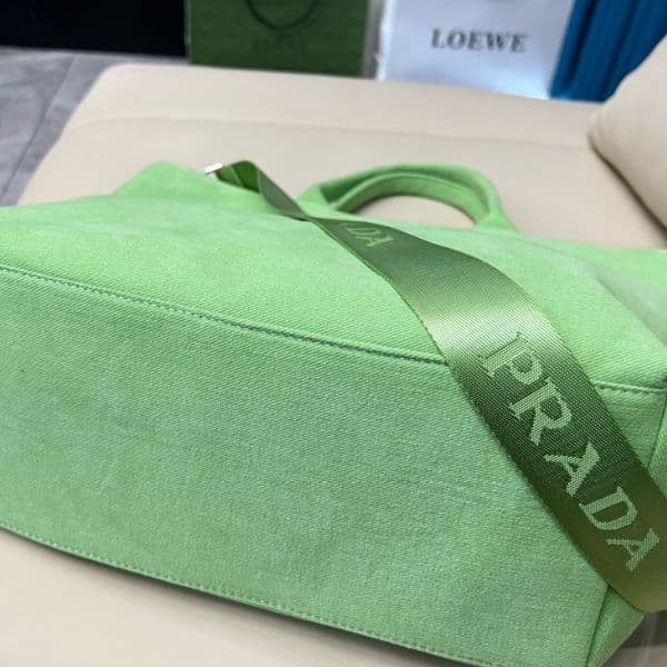 Prada Canvas Tote Bag Fern Green view 7