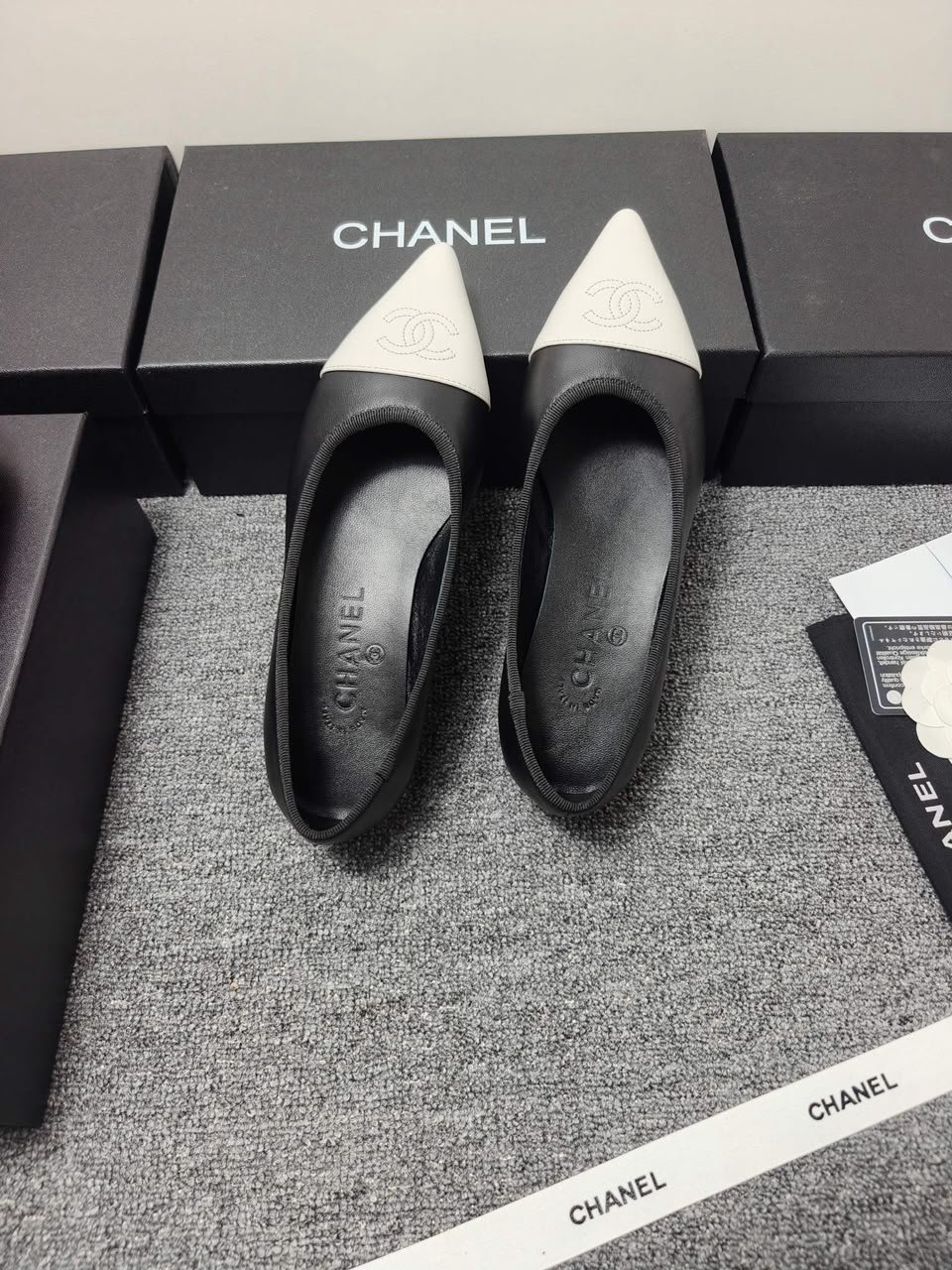 Chanel Pointed-Toe Ballerinas Black Lambskin view 6