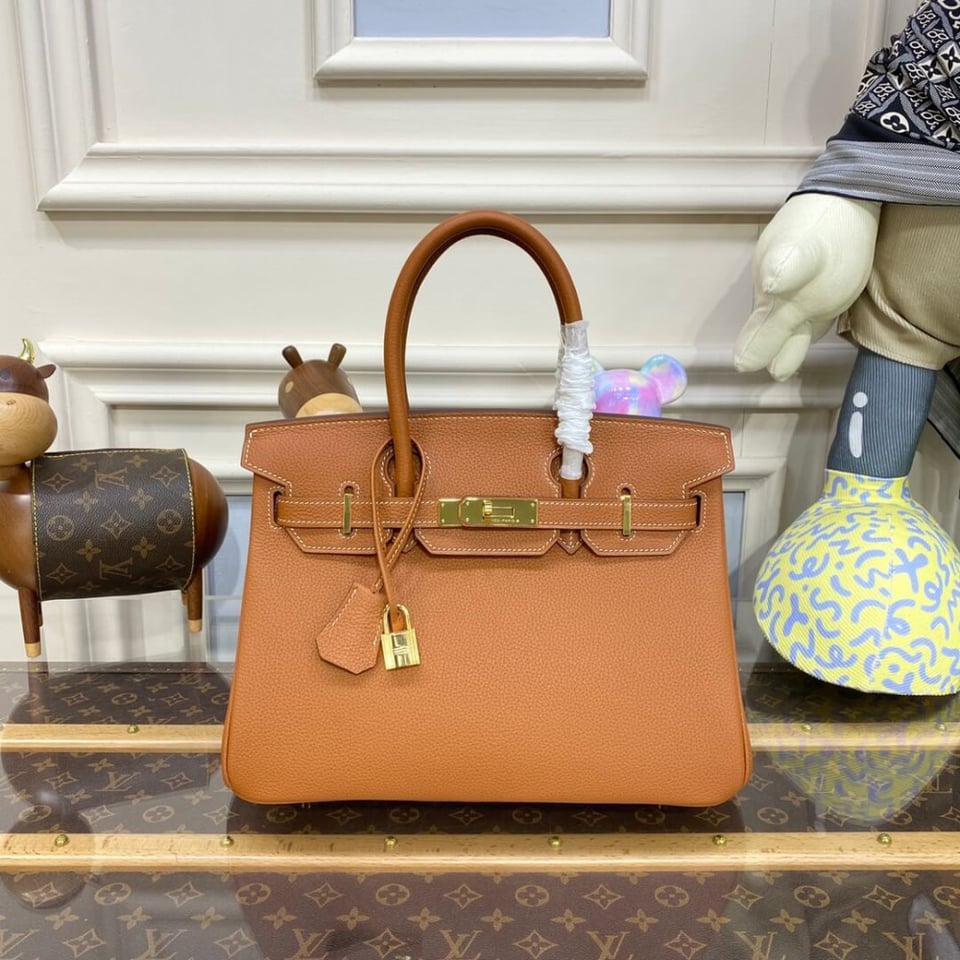 Hermes Birkin 30 Bag Brown Gold Hardware Togo Leather view 3