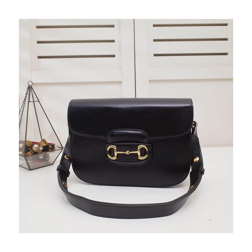 Gucci Horsebit 1955 Shoulder Bag In Black Leather view 12