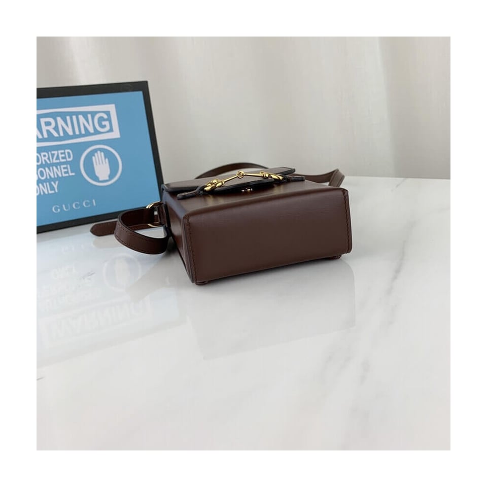 Gucci Horsebit 1955 Mini Bag in Brown Leather view 8