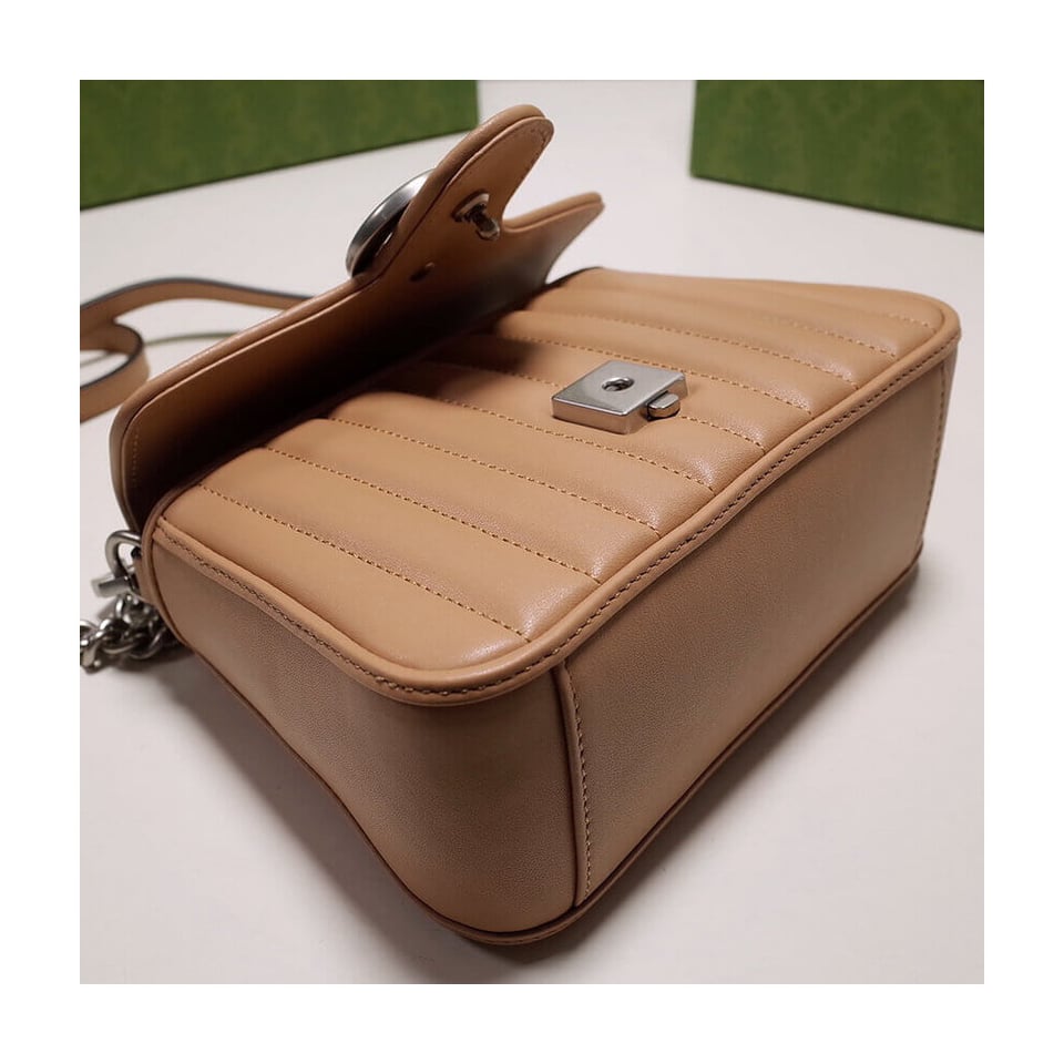 Gucci GG Marmont Rose Beige Matelasse Leather Mini Top Handle Bag view 9