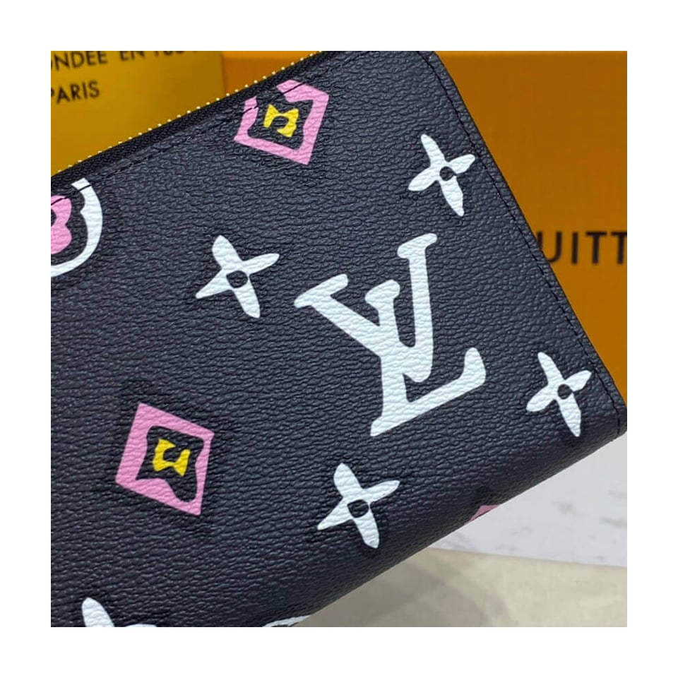 Louis Vuitton Monogram Pattern Zippy Wallet Black view 6