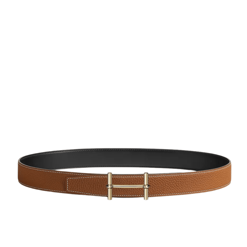 Hermes H Togo Leather Double-Sided Gold Buckle 38mm Belt For Men view 2