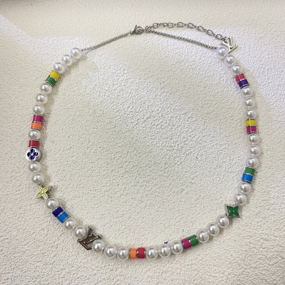 Louis Vuitton Mng Pearls Party Necklace Multicolor With Silver Metal M01500 view 3