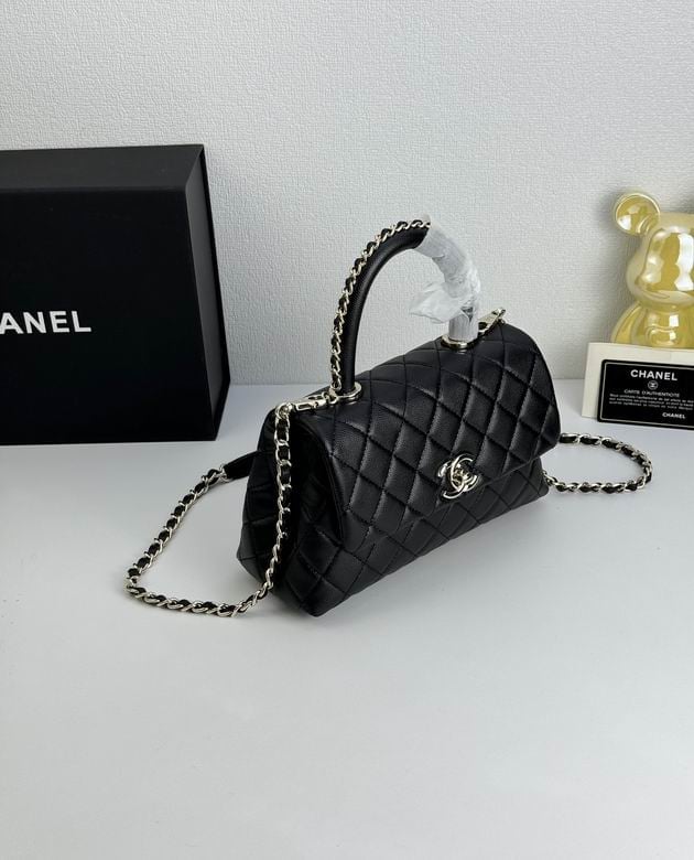 Chanel Coco Classic Flap 24cm/9.4in Caviar Leather Silver Hardware – Black view 3