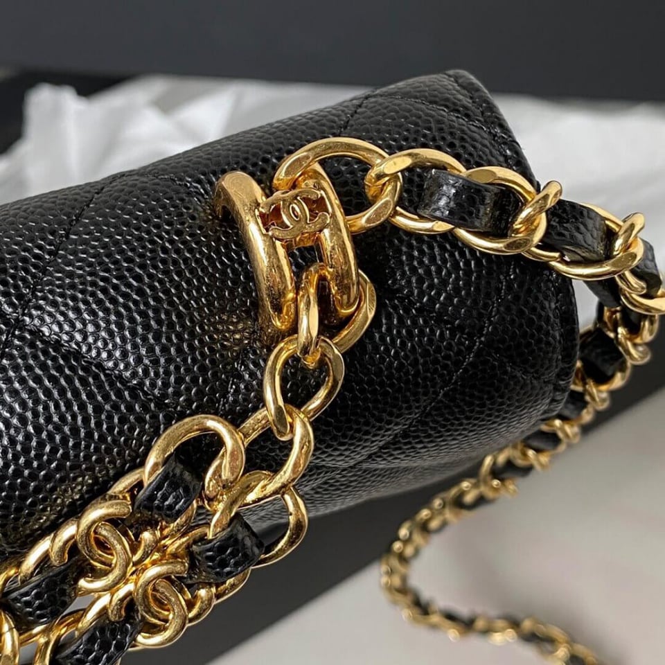 Chanel Grained Calfskin Wallet on Chain 19cm view 6
