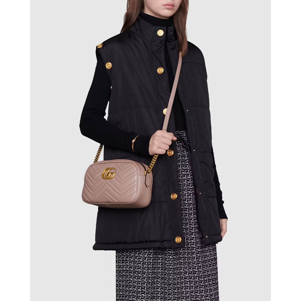 Gucci GG Marmont Small Shoulder Bag Dusty Pink view 3