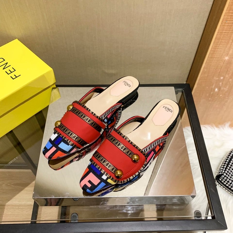 Fendi Flat Loafers Ff White Strap Red view 4