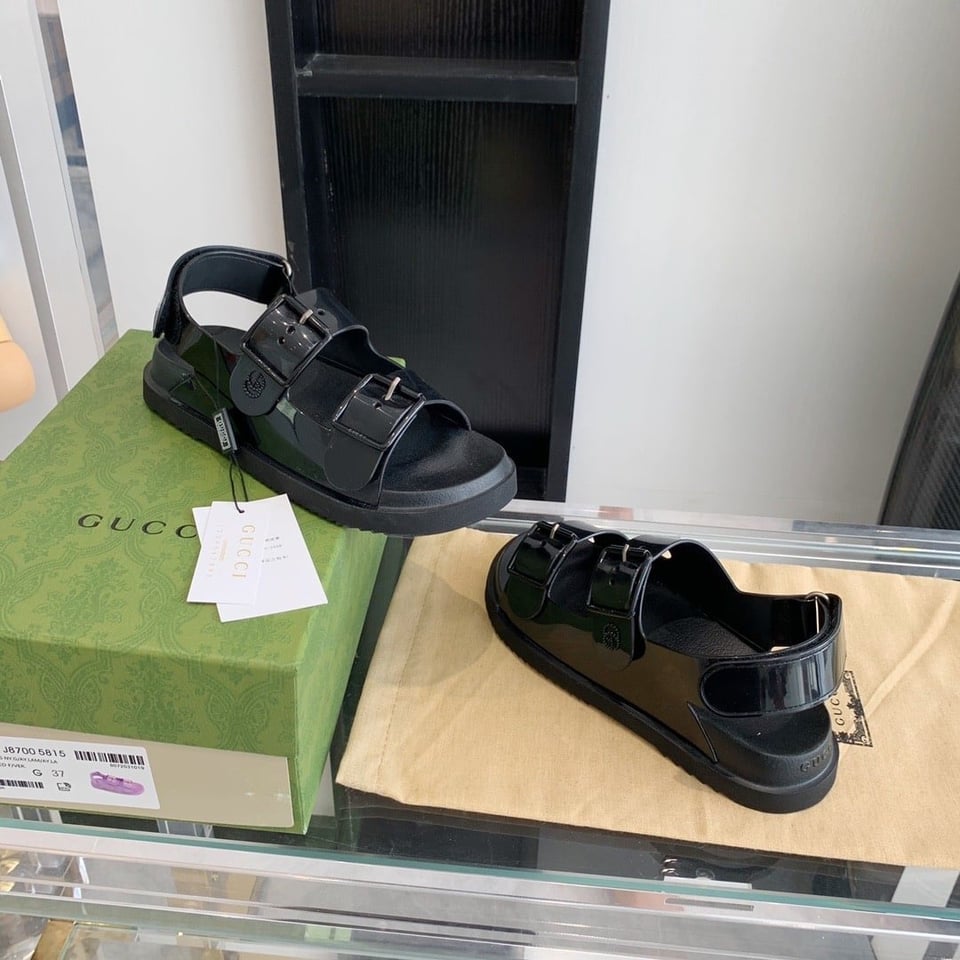 Gucci Women?S Sandal With Mini Double G ?Black 660243 J8700 1000 view 11