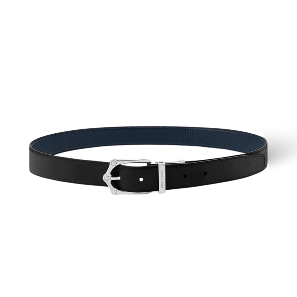 Louis Vuitton LV Navy Blue Frog 30mm Reversible Men Belt M4364S view 6