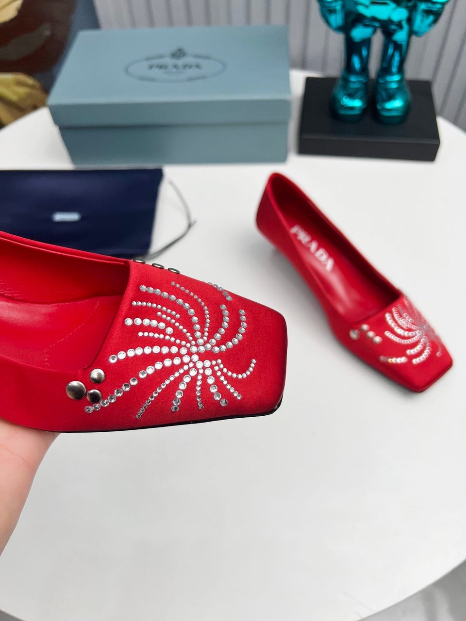 Prada Crystal Pumps Red view 5